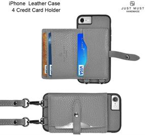 img 2 attached to 👜 JUST Must Wallet Case for iPhone 6/7/8/SE 2020 - Stylish Leather Case with Crossbody Strap and 4 Credit Card Slots - Women's Card Case