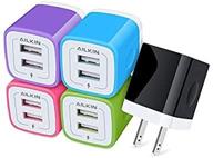 🔌 ailkin dual-port usb wall charger home travel plug power adapter for iphone se/11pro max/xs/xr/8/7/7 plus, samsung galaxy s7 s6, htc, lg, tablet, motorola and more - pack of 5 logo