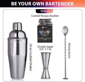 img 2 attached to 🍸 Mixologist World Cocktail Shaker Bartender Set - Premium 3-Piece Stainless Steel Bar Tools Kit with Built-in Strainer, Mixing Spoon, and Jigger - 24 oz Capacity - Includes Recipe Booklet