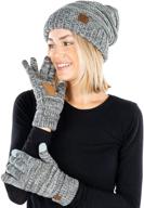 ❄️ cold weather girls' accessory set: oversized beanie with lined gloves logo