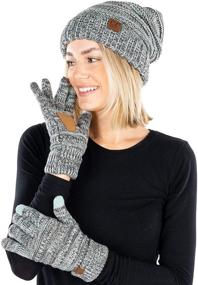 img 4 attached to ❄️ Cold Weather Girls' Accessory Set: Oversized Beanie with Lined Gloves