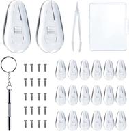 👓 enhanced silicone air chamber eyeglass nose pads - replacement set of 10 pairs, 15mm screw-in glasses nose pad kit with 1mm screw, screwdriver, and tweezers logo