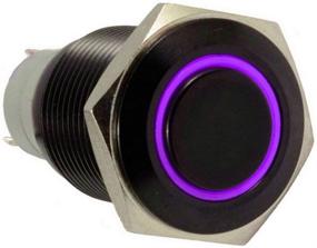 img 3 attached to ESupport Car Toggle Switch Socket Plug with Latching Metal Push Button, 16mm 12V 3A, Purple LED Light Angel Eye, Black Shell