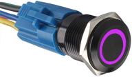 esupport car toggle switch socket plug with latching metal push button, 16mm 12v 3a, purple led light angel eye, black shell logo