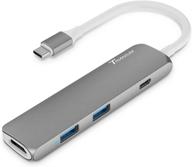 aluminum usb c hub adapter by trianium - multi port charger dock with hdmi, usb c, and 2 usb-a 3.0 ports [supports pass-through charging] - ideal for macbook pro, chromebook, phones, hard flash drives, and more usb c laptops logo