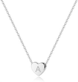 img 4 attached to S925 Sterling Silver Heart Initial Necklace - White Gold 🌟 14K Gold Plated - Dainty Alphabet Necklace for Women, Teens & Girls