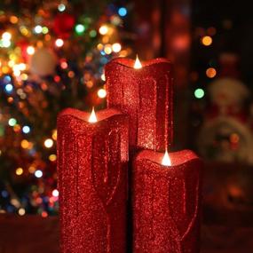 img 3 attached to 3D Flameless Pillar Candles with Remote - Set of 3 LED Candles - 🕯️ Battery Included - Ideal for Christmas Decoration and Gifts - 5, 7, 9 Inch (Red)