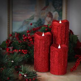 img 2 attached to 3D Flameless Pillar Candles with Remote - Set of 3 LED Candles - 🕯️ Battery Included - Ideal for Christmas Decoration and Gifts - 5, 7, 9 Inch (Red)