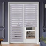 🔲 seeye zebra blinds: dual roller shades for french doors and windows - elegant light control, horizontal day/night sheer - 33.5" w x 90" h, grey logo
