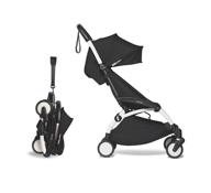 babyzen yoyo2 stroller - sleek white frame with stylish black seat cushion & canopy logo