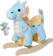 labebe - baby rocking horse, blue winged dragon rocker for children, ride-on toy for toddlers 1-3 years old, wooden animal rocking chair for boys & girls logo