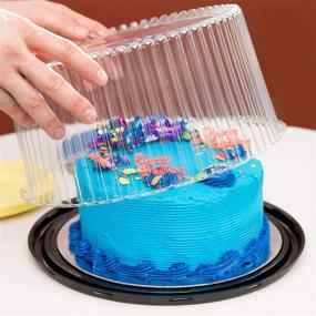 img 3 attached to 🎂 9 Inch Clear Plastic Disposable Cake Containers Carriers with Dome Lids and Cake Boards, 5 Round Cake Carriers for Transporting, Bundt Cake Boxes/Cover with Display Feature, 2-3 Layer Cake Holder Containers