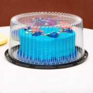 🎂 9 inch clear plastic disposable cake containers carriers with dome lids and cake boards, 5 round cake carriers for transporting, bundt cake boxes/cover with display feature, 2-3 layer cake holder containers логотип