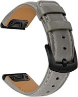 trumirr genuine cowhide leather watch band for garmin fenix 6/6 pro/fenix 5/5 plus - premium 22mm quick fit strap for instinct/forerunner/approach/quatix logo