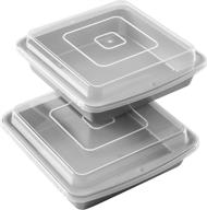 🍰 wilton recipe right non-stick 9-inch square baking pan - set of 2 with lid: perfect for baking delights! logo