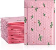 🌵 cute cactus print poly bubble mailers - 50 pack, 4x8 inch, perfect for shipping jewelry, cosmetics, dvds - waterproof and self-sealing adhesive логотип