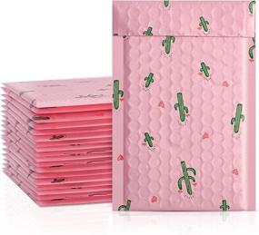 img 4 attached to 🌵 Cute Cactus Print Poly Bubble Mailers - 50 Pack, 4x8 Inch, Perfect for Shipping Jewelry, Cosmetics, DVDs - Waterproof and Self-Sealing Adhesive