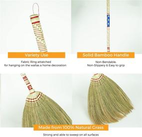 img 2 attached to 🧹 SN SKENNOVA Asian Broom for Cleaning Floor - Handheld Household Broom for Outdoor and Indoor: House Broom - Hardwood Sweeper with Enhanced Brush Power and Efficient Circle Cleaning (Thai Pattern 2, Blue 2)