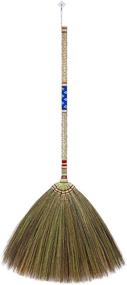 img 4 attached to 🧹 SN SKENNOVA Asian Broom for Cleaning Floor - Handheld Household Broom for Outdoor and Indoor: House Broom - Hardwood Sweeper with Enhanced Brush Power and Efficient Circle Cleaning (Thai Pattern 2, Blue 2)