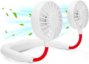 img 4 attached to Hands-Free Neck Portable Fan: USB Rechargeable, 360° Rotation for Travel, Sports, Office - 3 Speeds, Headphone Design - Wearable Neckband Cooler (White)