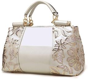 img 4 attached to Nevenka Patent Leather Top-Handle Handbags for Women - Fashionable Handbags & Wallets