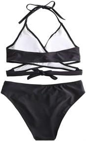 img 3 attached to ZAFUL Women's Sexy Halter Wrap Bikini: Cross-Cover Padded Swimsuits for Alluring Beach Style