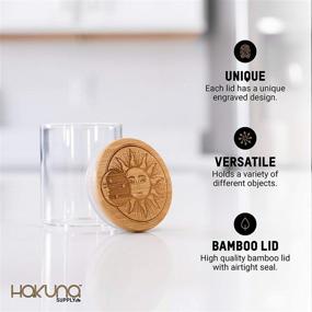 img 1 attached to Hakuna Supply - Glass Stash Jar with Stylish Bamboo Lid - Versatile Container for Herbs, Tea, Treats, & More - Ideal for Bedroom, Kitchen, and Bathroom Use (1/8 Oz., Sun & Moon)