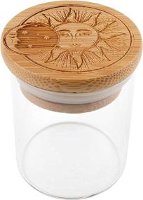 img 3 attached to Hakuna Supply - Glass Stash Jar with Stylish Bamboo Lid - Versatile Container for Herbs, Tea, Treats, & More - Ideal for Bedroom, Kitchen, and Bathroom Use (1/8 Oz., Sun & Moon)