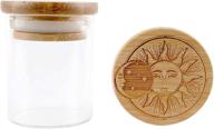 hakuna supply - glass stash jar with stylish bamboo lid - versatile container for herbs, tea, treats, & more - ideal for bedroom, kitchen, and bathroom use (1/8 oz., sun & moon) logo