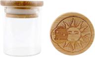 hakuna supply - glass stash jar with stylish bamboo lid - versatile container for herbs, tea, treats, & more - ideal for bedroom, kitchen, and bathroom use (1/8 oz., sun & moon) логотип