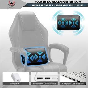 img 2 attached to Yaksha Gaming Chair - Ergonomic Gamer Chair with Massage Lumbar Pillow and Adjustable Height for Teens and Adults in Black