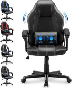 img 4 attached to Yaksha Gaming Chair - Ergonomic Gamer Chair with Massage Lumbar Pillow and Adjustable Height for Teens and Adults in Black