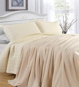 img 4 attached to 🔥 Stay Cozy and Warm: Grand Linen King/Cal King Size Ivory Polar-Fleece Thermal Blanket