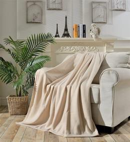 img 3 attached to 🔥 Stay Cozy and Warm: Grand Linen King/Cal King Size Ivory Polar-Fleece Thermal Blanket