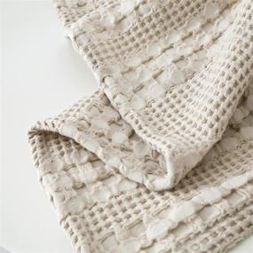 img 1 attached to 🛋️ PHF King Size Waffle Weave Blanket - 100% Cotton Luxury Decorative Blanket for All Seasons - Soft, Breathable, Skin-Friendly - Perfect Textured Layer for Couch, Bed, Sofa - 108"x90" - Light Khaki/Linen