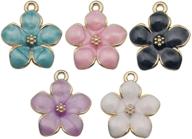 40pcs gold plated enamel cherry blossom flower charms pendant for jewelry making - diy necklace, bracelet, earring, and accessories (m208) logo