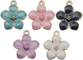 img 4 attached to 40pcs Gold Plated Enamel Cherry Blossom Flower Charms Pendant for Jewelry Making - DIY Necklace, Bracelet, Earring, and Accessories (M208)