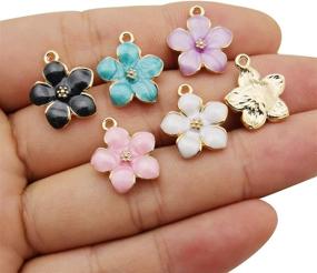 img 3 attached to 40pcs Gold Plated Enamel Cherry Blossom Flower Charms Pendant for Jewelry Making - DIY Necklace, Bracelet, Earring, and Accessories (M208)