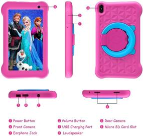 img 1 attached to 👧 Kids Tablet with Android 10, 7 Inch IPS Display, 2GB RAM, 32GB Storage, Dual Camera, Games, Parental Control, Kidoz Pre-Installed, GPS, Children's Tablet with Kids-Proof Case in Pink