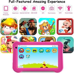 img 3 attached to 👧 Kids Tablet with Android 10, 7 Inch IPS Display, 2GB RAM, 32GB Storage, Dual Camera, Games, Parental Control, Kidoz Pre-Installed, GPS, Children's Tablet with Kids-Proof Case in Pink