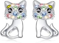 🐱 hypoallergenic cat stud earrings: a cute & sparkling gift for cat-loving girls and women on birthdays, halloween, and christmas logo