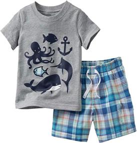 img 1 attached to Toddler Summer Clothes Monster T Shirt Boys' Clothing ~ Clothing Sets