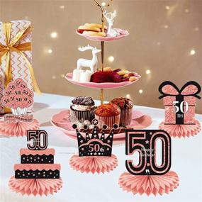 img 1 attached to Stunning 50th Birthday Rose Gold Honeycomb Centerpiece – Table Decorations for Women – Eye-Catching 50th Birthday Party Supplies