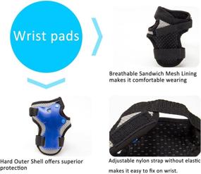 img 1 attached to 🛹 PAMASE Kids Knee Elbow Wrist Protective Guard Pads: Complete Gear Set for BMX, Skating, Scooter, Rollerblade, and Skateboarding