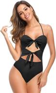 shekini tie knot halter cutout one piece swimsuit for women - bathing suit logo