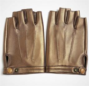 img 3 attached to 🧤 YISEVEN Fingerless Lambskin Leather Motorcycle Gloves: Stylish & Protective Unisex Hand Accessories