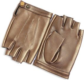 img 4 attached to 🧤 YISEVEN Fingerless Lambskin Leather Motorcycle Gloves: Stylish & Protective Unisex Hand Accessories