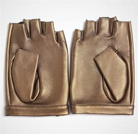 img 2 attached to 🧤 YISEVEN Fingerless Lambskin Leather Motorcycle Gloves: Stylish & Protective Unisex Hand Accessories