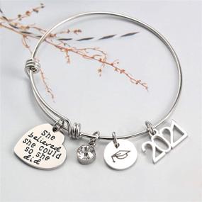 img 1 attached to 🎓 Haoze Graduation Gifts 2021: College & High School Graduation Bracelet for Her - She Believed She Could So She Did Inspirational Gift for Sister & Best Friends