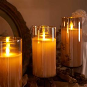 img 2 attached to 🕯️ Enhance Ambiance with 5plots 3” x 6” Gold Flickering Flameless Candles: Unbreakable Glass Battery Operated Plexiglass LED Pillar Radiance Candles with Remote Control and Timer